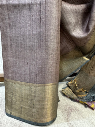 Mauve Tussar Silk Saree-SRMTSS494