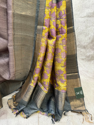 Mauve Tussar Silk Saree-SRMTSS494