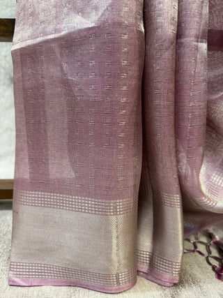 Lilac Tissue Tussar Silk Saree-SRLTTSS3