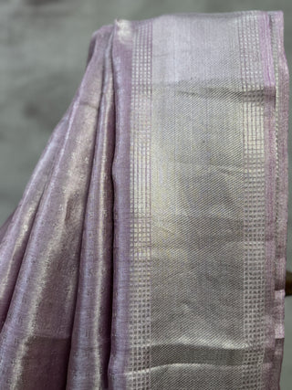 Lilac Tissue Tussar Silk Saree-SRLTTSS3