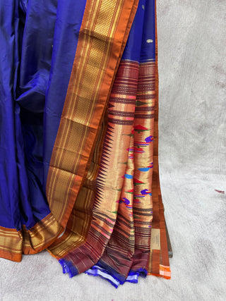 Blue Silk Paithani Saree - SRIBSPS452