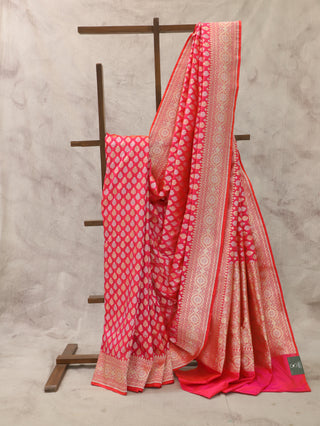 Two Tone Pink Banarasi Silk Saree-SRRPBSS168