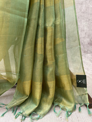 Two Tone Green Tissue Tussar Silk Saree-SRGTTSS22