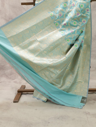 Ash Grey Banarasi Silk Saree-SRAGBSS166