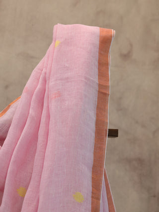 Pink Linen Jamdani Saree - SRPLJS59