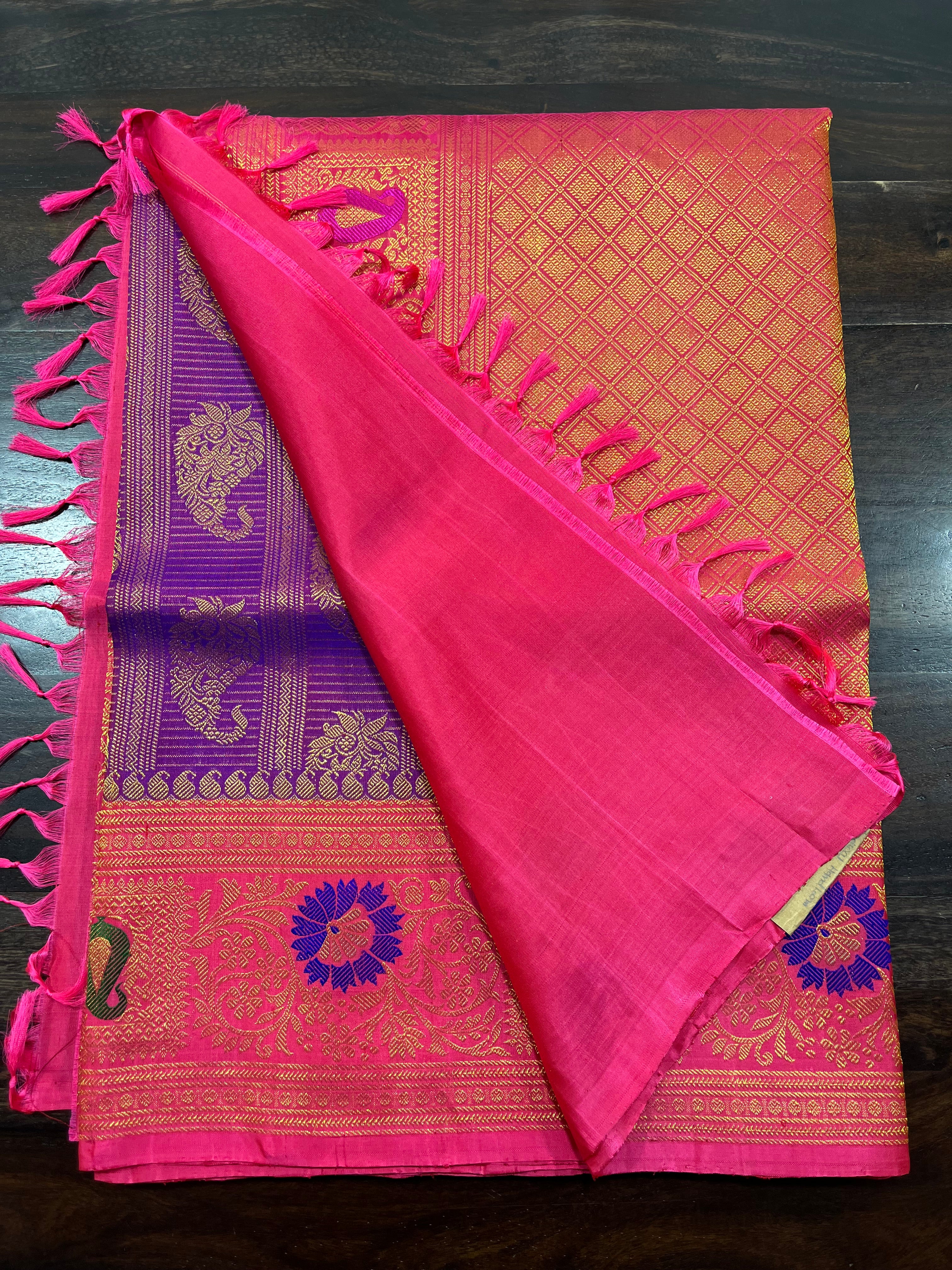 Two Tone Purple Gadwal Silk Saree - Saavari - SSTTPGSS02