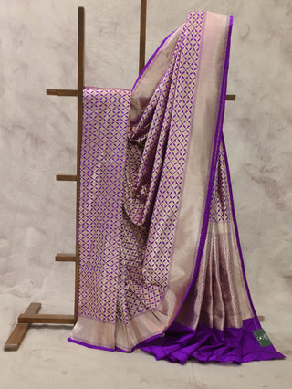 Purple Banarasi Silk Saree-SRPBSS165