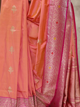 Peach Banarasi Silk Saree-SRPBSS158