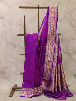 Purple Banarasi Silk Saree-SRPBSS157