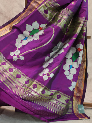 Purple Silk Paithani Saree-SRPSPS151