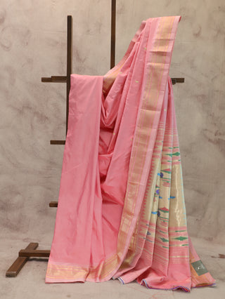 Rose Pink Silk Paithani Saree-SRRPSPS152