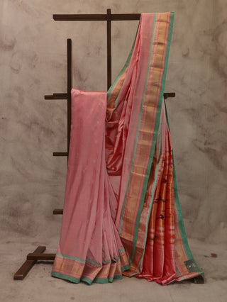 Rose Pink Silk Paithani Saree-SRRPSPS113