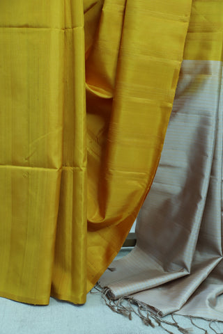 Mustard Yellow Raw Silk Saree With Soft Silk Pallu - SRMYRSS105