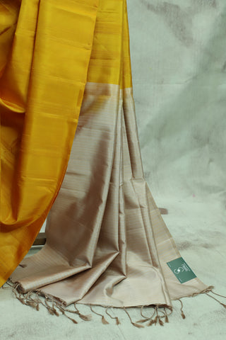 Mustard Yellow Raw Silk Saree With Soft Silk Pallu - SRMYRSS105