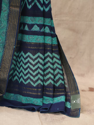 Navy Blue HBP Handloom Cotton Maheshwari Saree-SRNBKCMS11