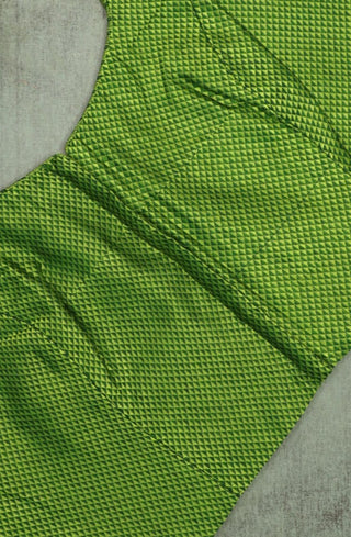 Parrot Green Khun Blouse With Green Border-SRPGKB93