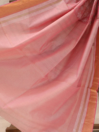 Pink HBP Khadi Cotton Maheshwari Saree-SRPKCMS18