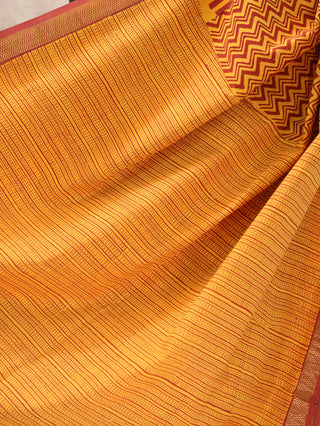 Maroon-Yellow HBP Handloom Cotton Maheshwari Saree-SRMYKCMS15