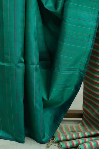 Green Striped Soft Silk Saree - SRGSSSS67