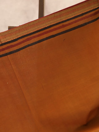 Brown HBP Handloom Cotton Maheshwari Saree With Golden Zari Work (RD13)