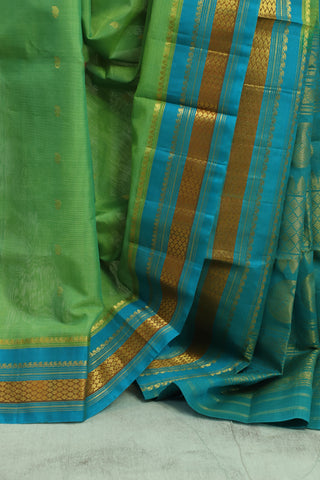 Green Cotton Gadwal Saree-SRGCGS47