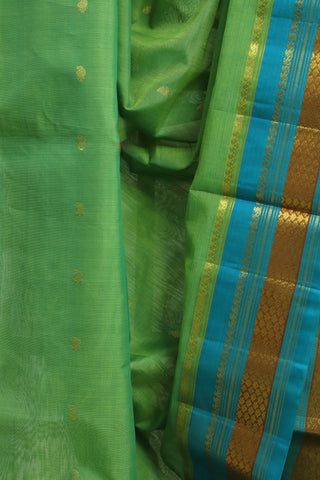 Green Cotton Gadwal Saree-SRGCGS47