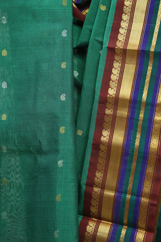 Green Cotton Gadwal Saree-SRGCGS49