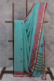 Turquoise Bengal Cotton Saree - SRTBCS109