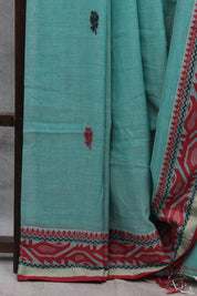 Turquoise Bengal Cotton Saree - SRTBCS109