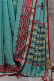 Turquoise Bengal Cotton Saree - SRTBCS109