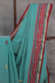 Turquoise Bengal Cotton Saree - SRTBCS109