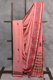 Peach Bengal Cotton Saree - SRPBCS120