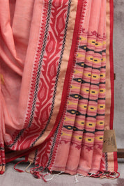 Peach Bengal Cotton Saree - SRPBCS120