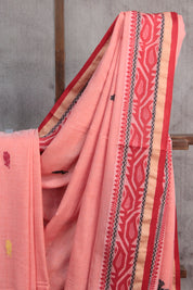 Peach Bengal Cotton Saree - SRPBCS120