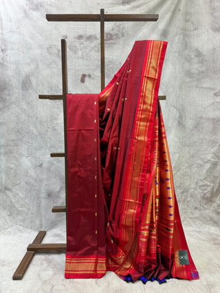 Maroon Silk Paithani Saree-SRMSPS180