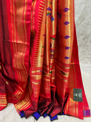 Maroon Silk Paithani Saree-SRMSPS180