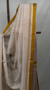 Off White Maheshwari Saree - SROWMS748