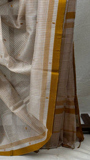 Off White Maheshwari Saree - SROWMS748