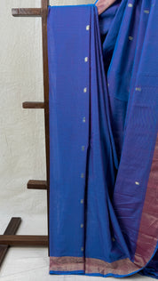 Two Tone Blue Cotton Paithani Saree - SRTTBCPS622