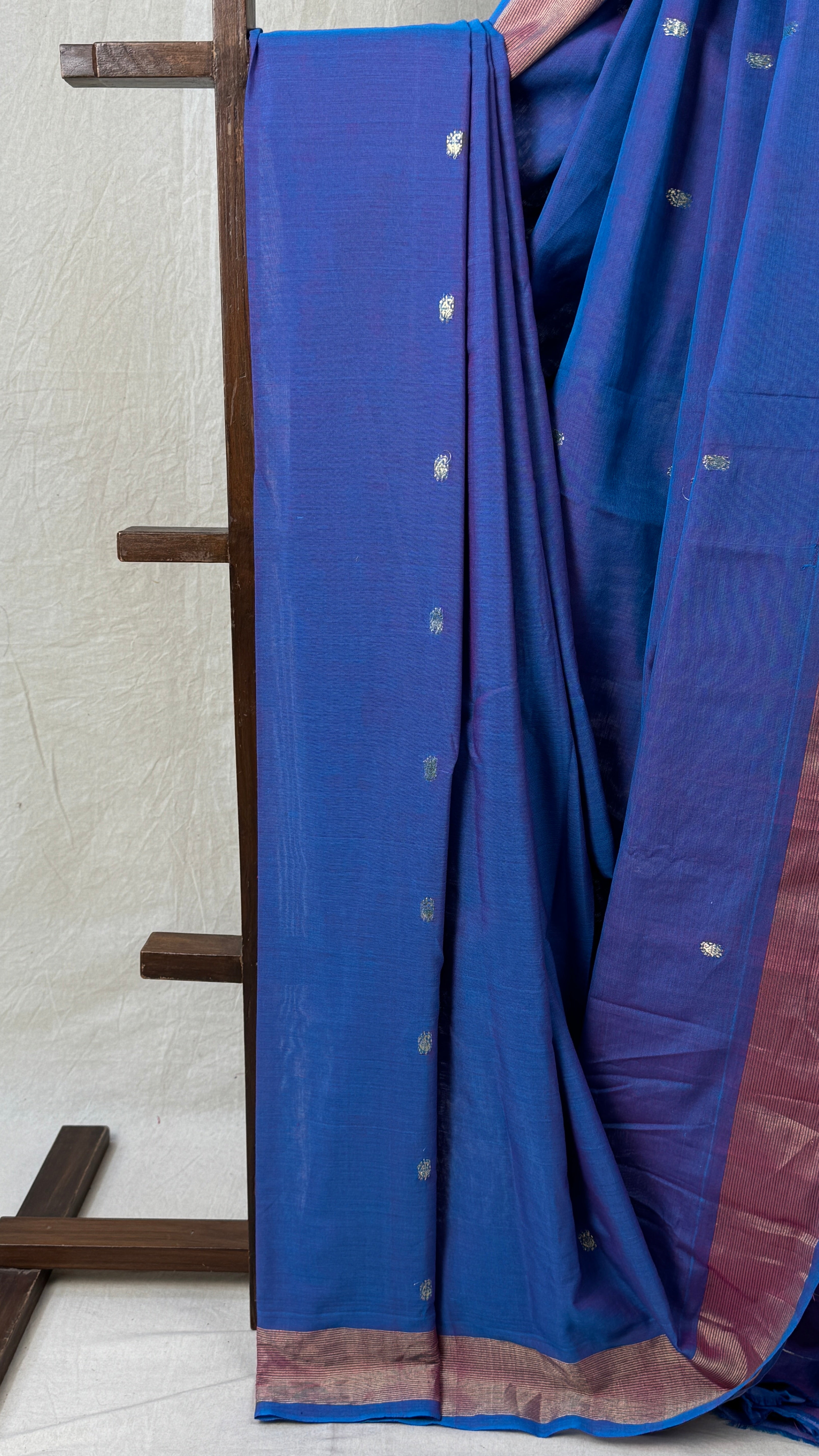Two Tone Blue Cotton Paithani Saree - SRTTBCPS622