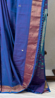 Two Tone Blue Cotton Paithani Saree - SRTTBCPS622