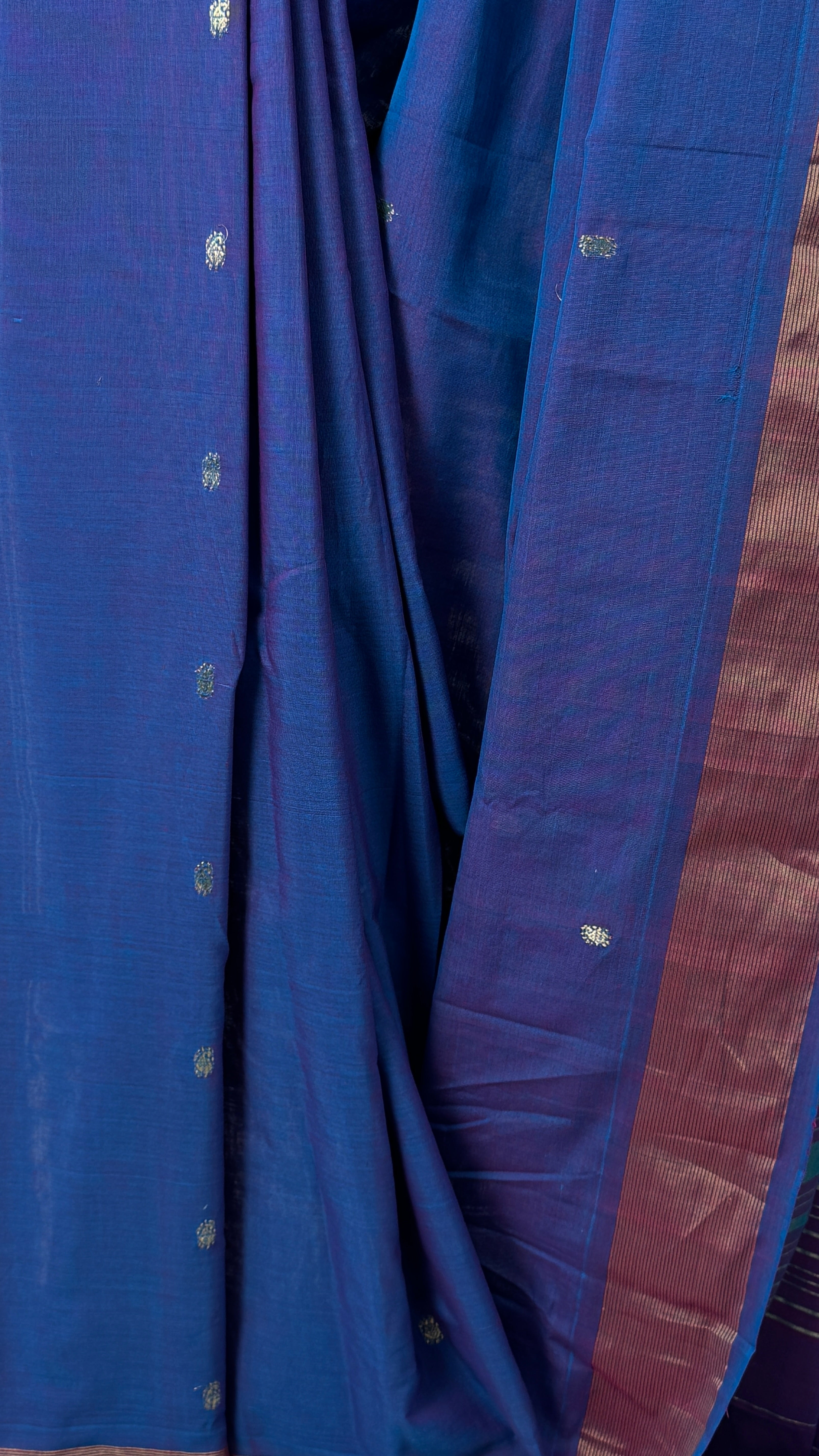 Two Tone Blue Cotton Paithani Saree - SRTTBCPS622