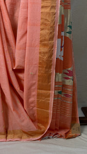 Peach Cotton Paithani Saree - SRPCPS613