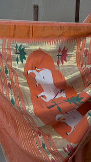 Peach Cotton Paithani Saree - SRPCPS613