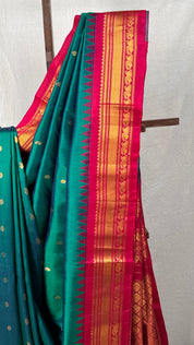 Green Gadwal Silk Saree - SRGGSS547
