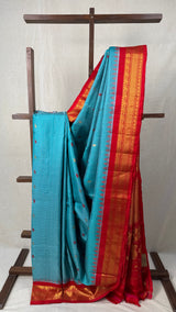 Sky Blue Gadwal Silk Saree - SRSBGSS567