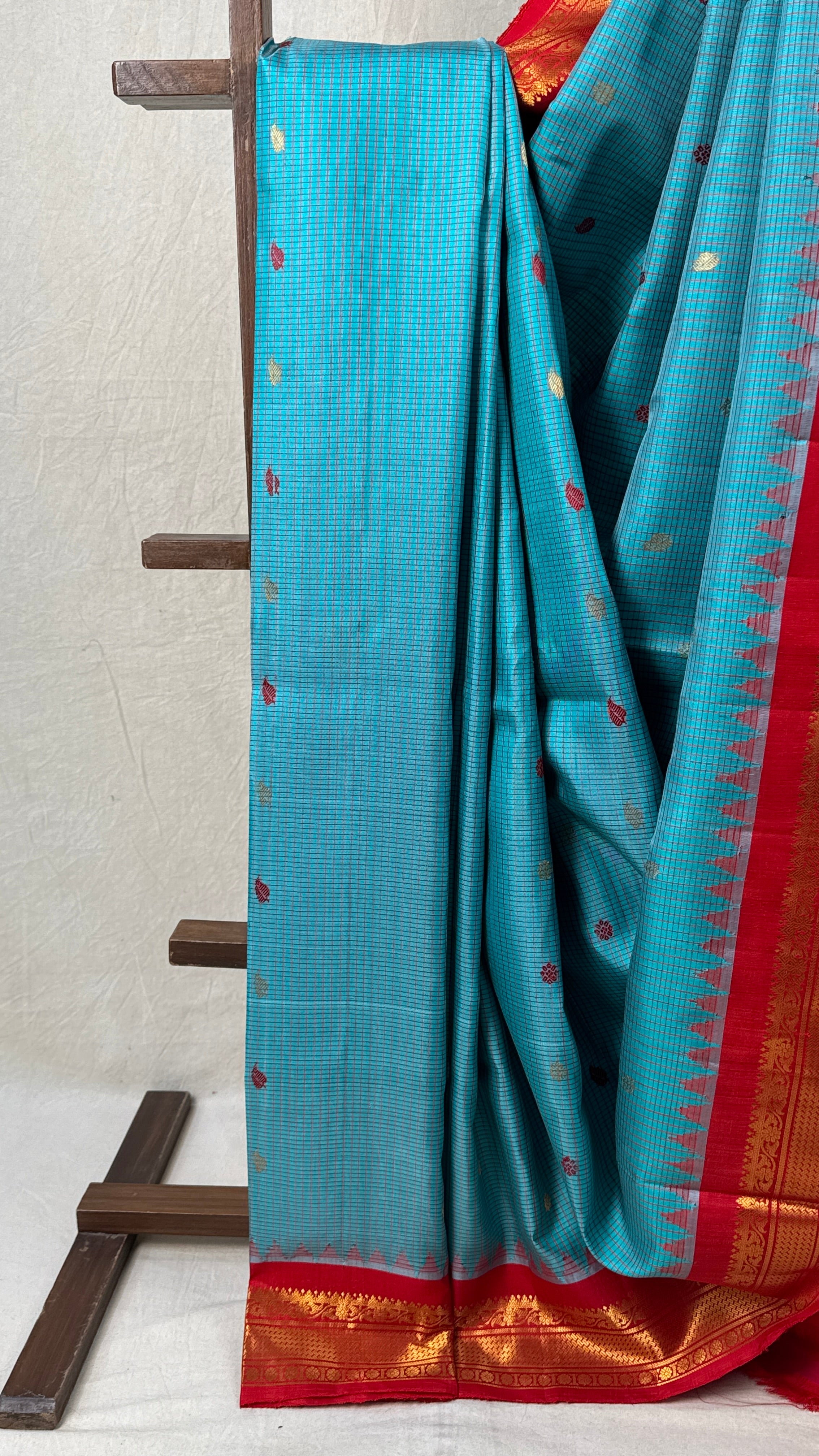 Sky Blue Gadwal Silk Saree - SRSBGSS567