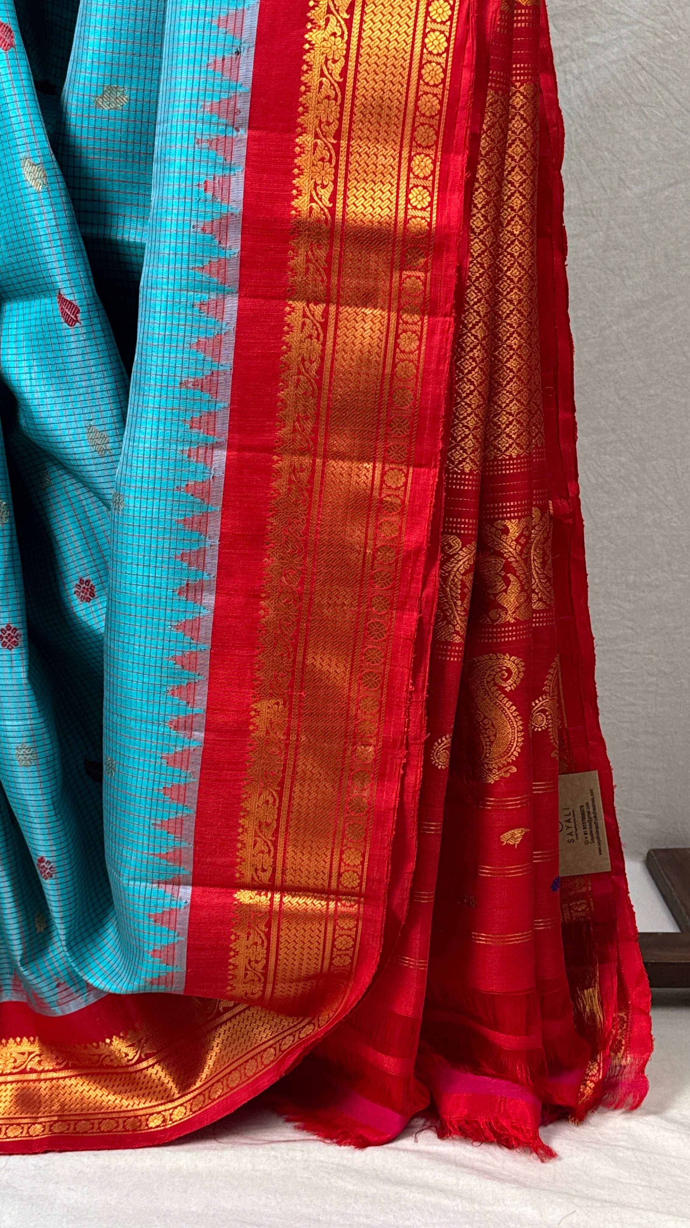 Sky Blue Gadwal Silk Saree - SRSBGSS567