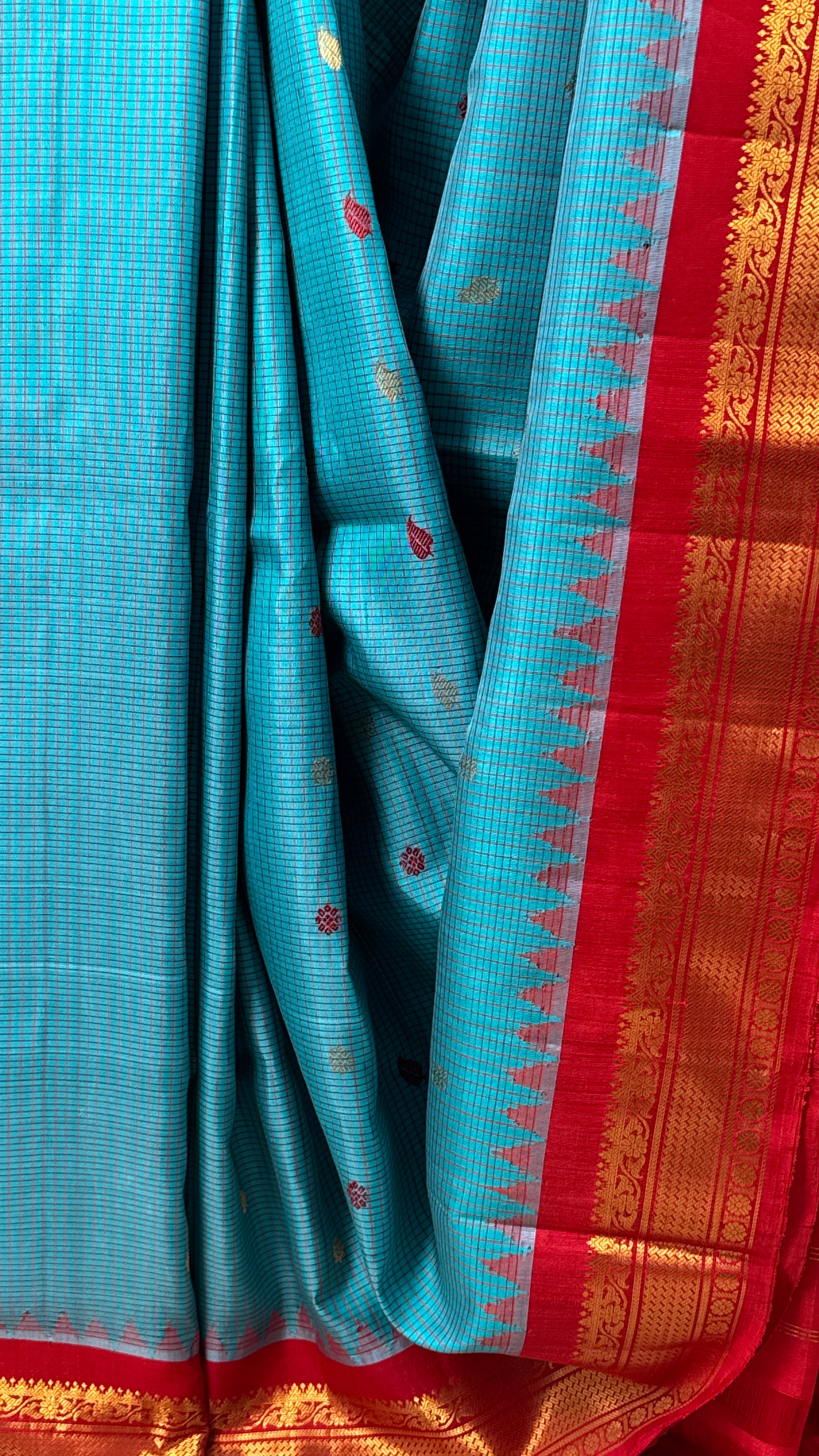Sky Blue Gadwal Silk Saree - SRSBGSS567