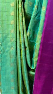 Two Tone Green Gadwal Silk Saree - SRTTGGSS566
